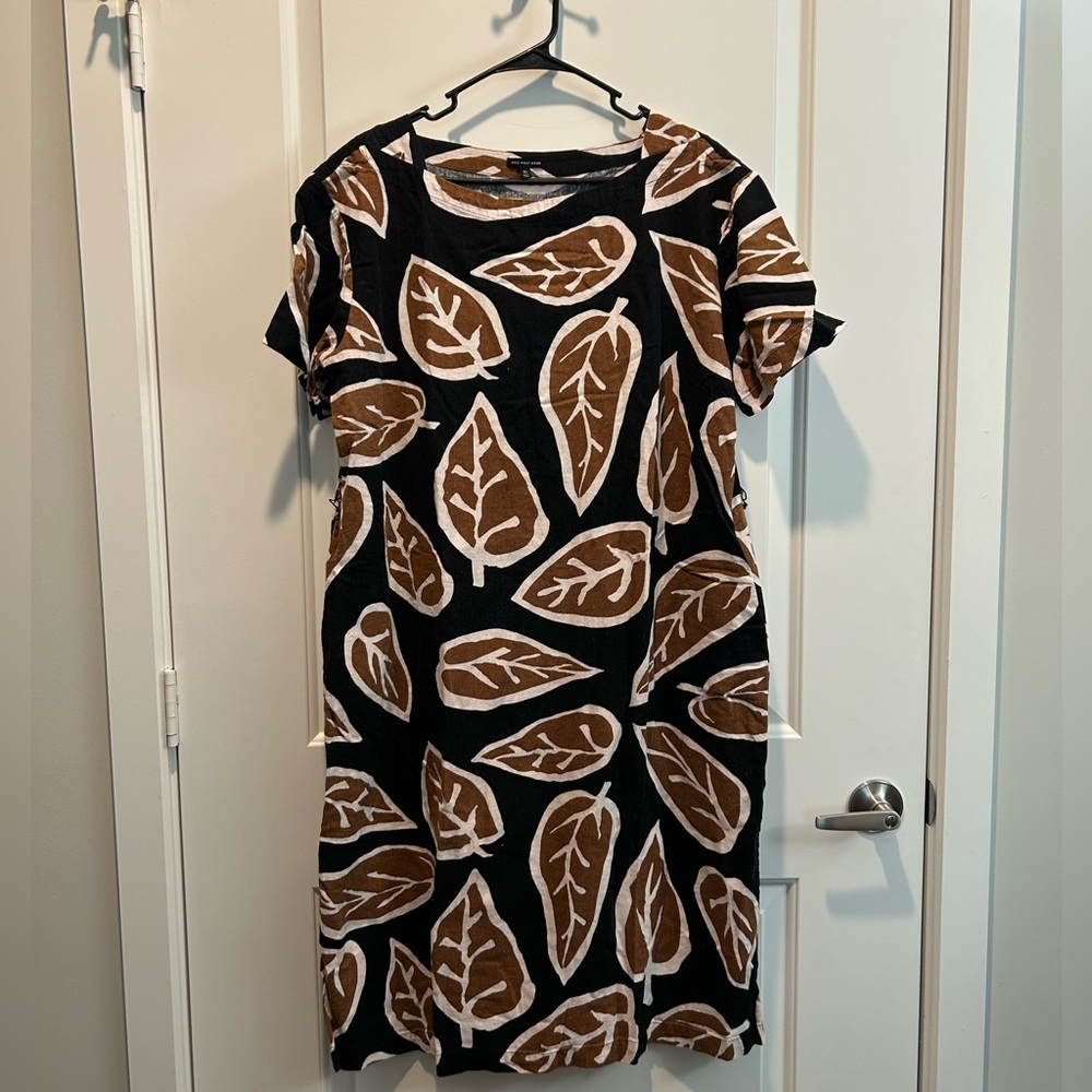 Who What Wear XL Fall linen Leaf midi pocket dress boho Lagenlook vacation
